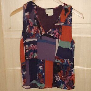 Maeve Anthropologie Sleeveless Silky Bright Colorful Top Small